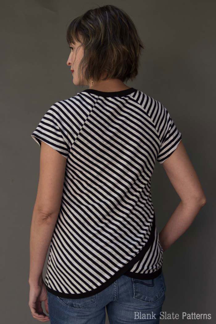 Tulip Top sweatshirt sewing pattern by Blank Slate Patterns - raglan sleeves and crossover front