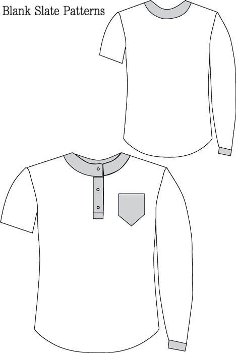 Hipster Henley pdf sewing pattern from Blank Slate Patterns line drawing