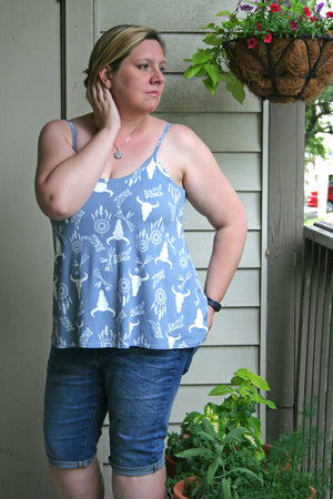 Summer casual outfit - Kirei Camisole - Knit Tank Top Sewing Pattern by Blank Slate Patterns