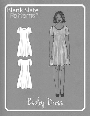 Line Drawing - Bexley Dress - T-shirt dress pattern by Blank Slate Patterns