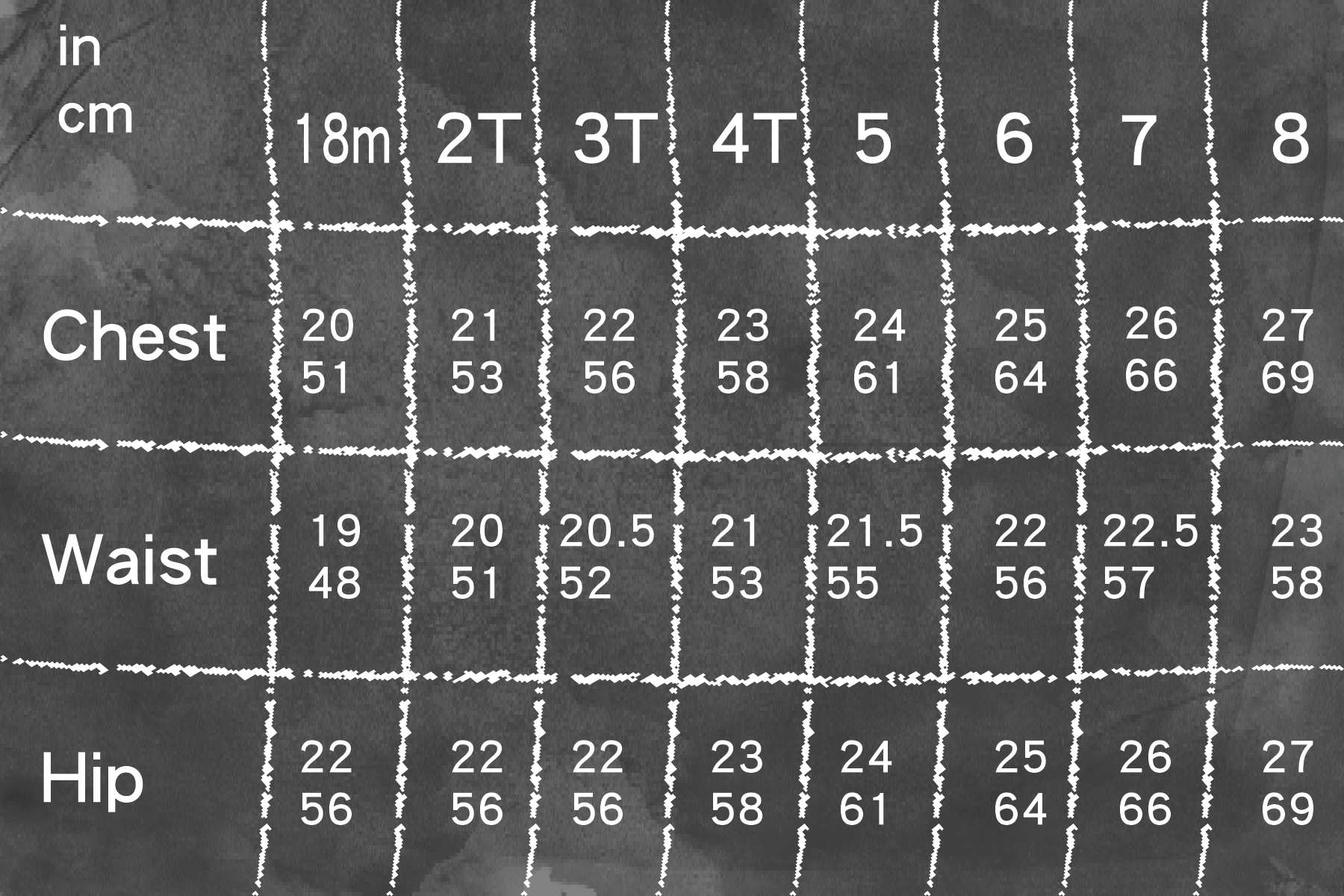 Blank Slate Basics Blank Tank pdf sewing pattern size chart