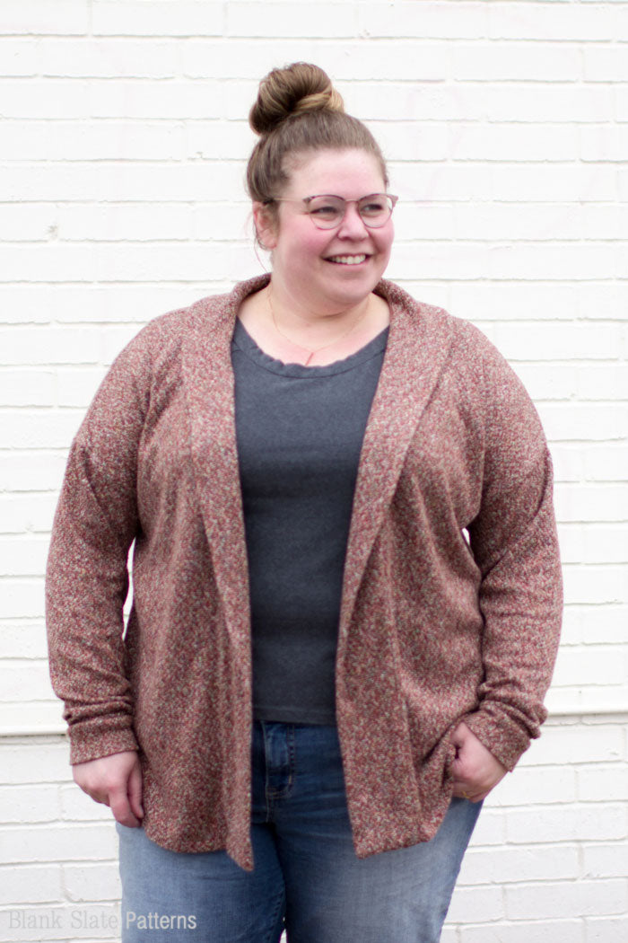 Plus size cardigan - Sora Pattern - Shawl collar sweater - pullover cardigan sewing pattern - women's cardigan sewing pattern - Blank Slate Patterns 