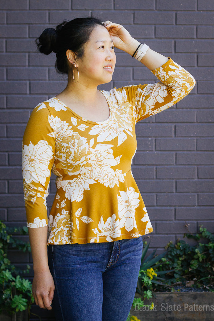 Peplum top pattern - Casual top sewing pattern - Verbena by Blank Slate Patterns