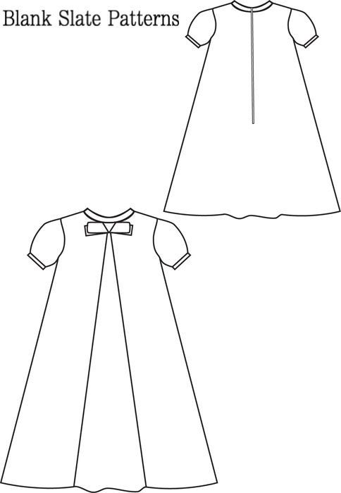 Little Bow Pleat pdf sewing pattern by Blank Slate Patterns line drawing