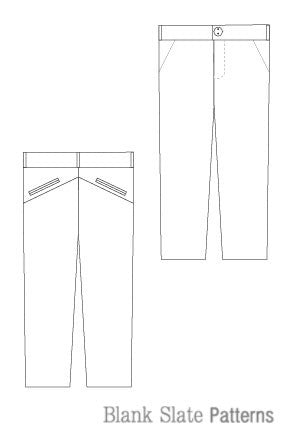 W Pants pdf sewing pattern by Blank Slate Patterns line drawing